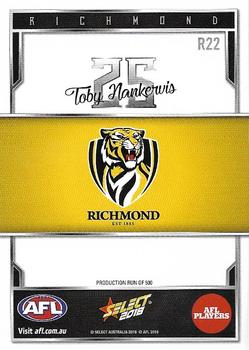 2018 Select AFL Club Team Sets - Richmond Tigers #R22 Toby Nankervis Back